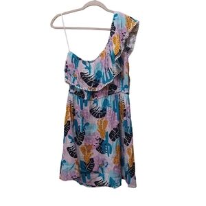 Wrangler Retro Ladies One Shoulder Tropical Print Mini Dress